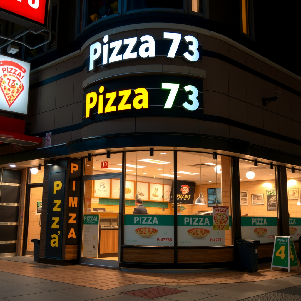 Map showing Pizza 73 Express location at 150 Sainte-Catherine St W, Complexe Desjardins Food Court Lower Level, Montreal H2X 3Y2, with surrounding streets and landmarks in downtown Montreal area